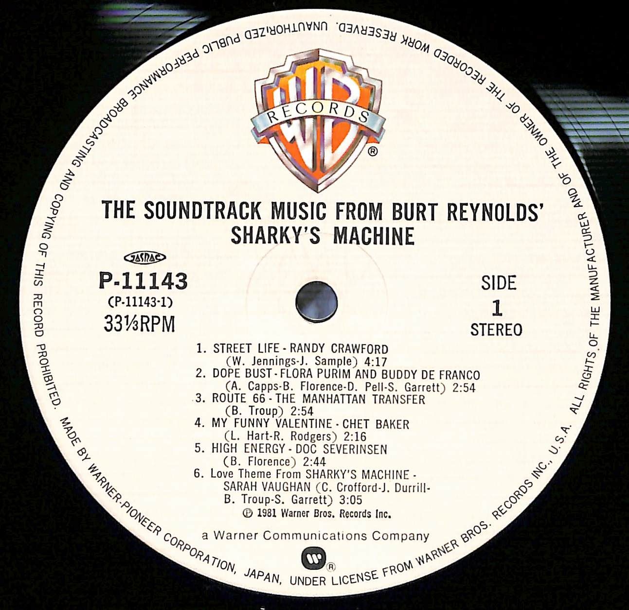 帯付きLP】The Soundtrack Music From Burt Reynold's Sharky's