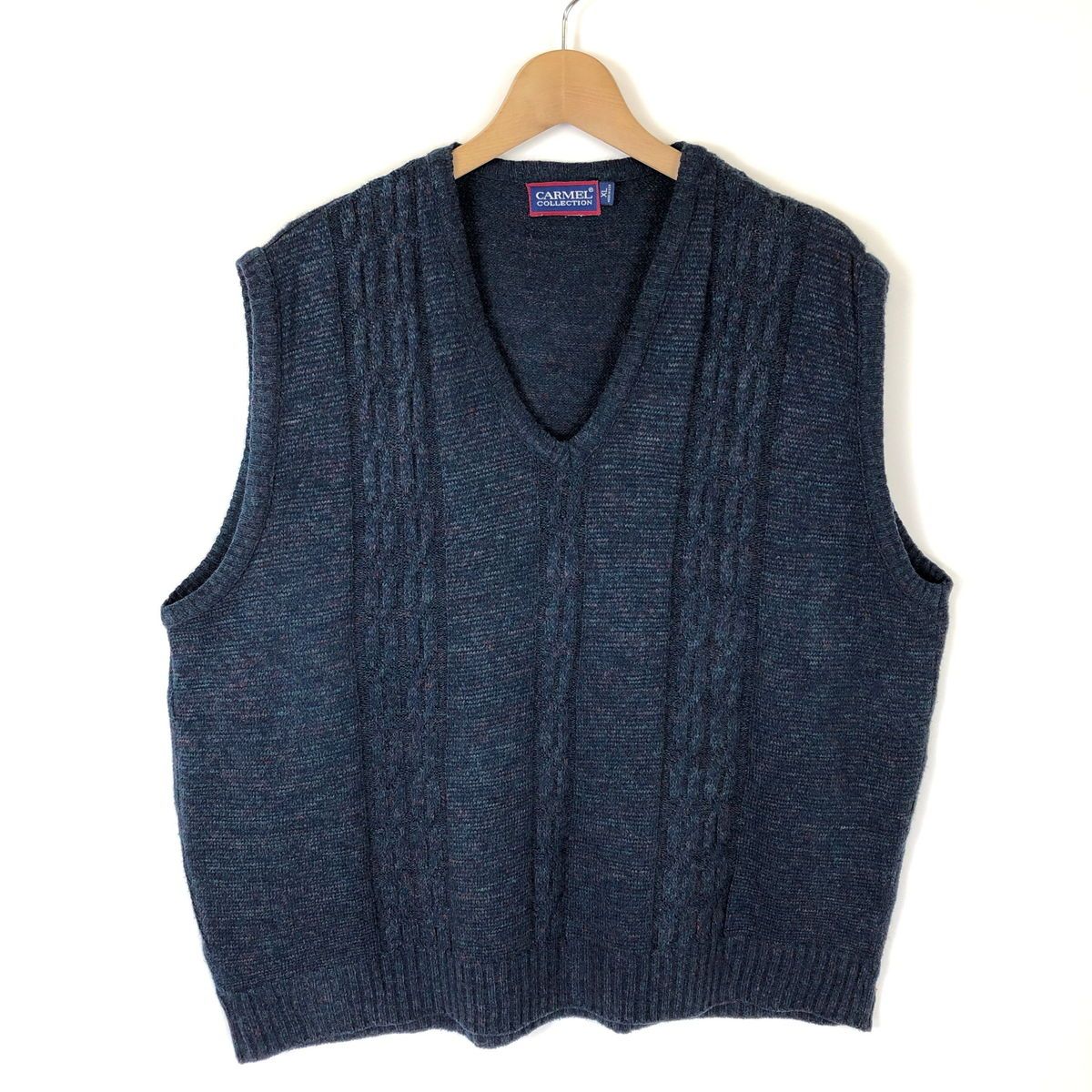 【古着】 CAMEL collection ニットベスト ミックスニット 大きいサイズ アメリカ製 ブルー系 メンズXL 【中古】 n031588
