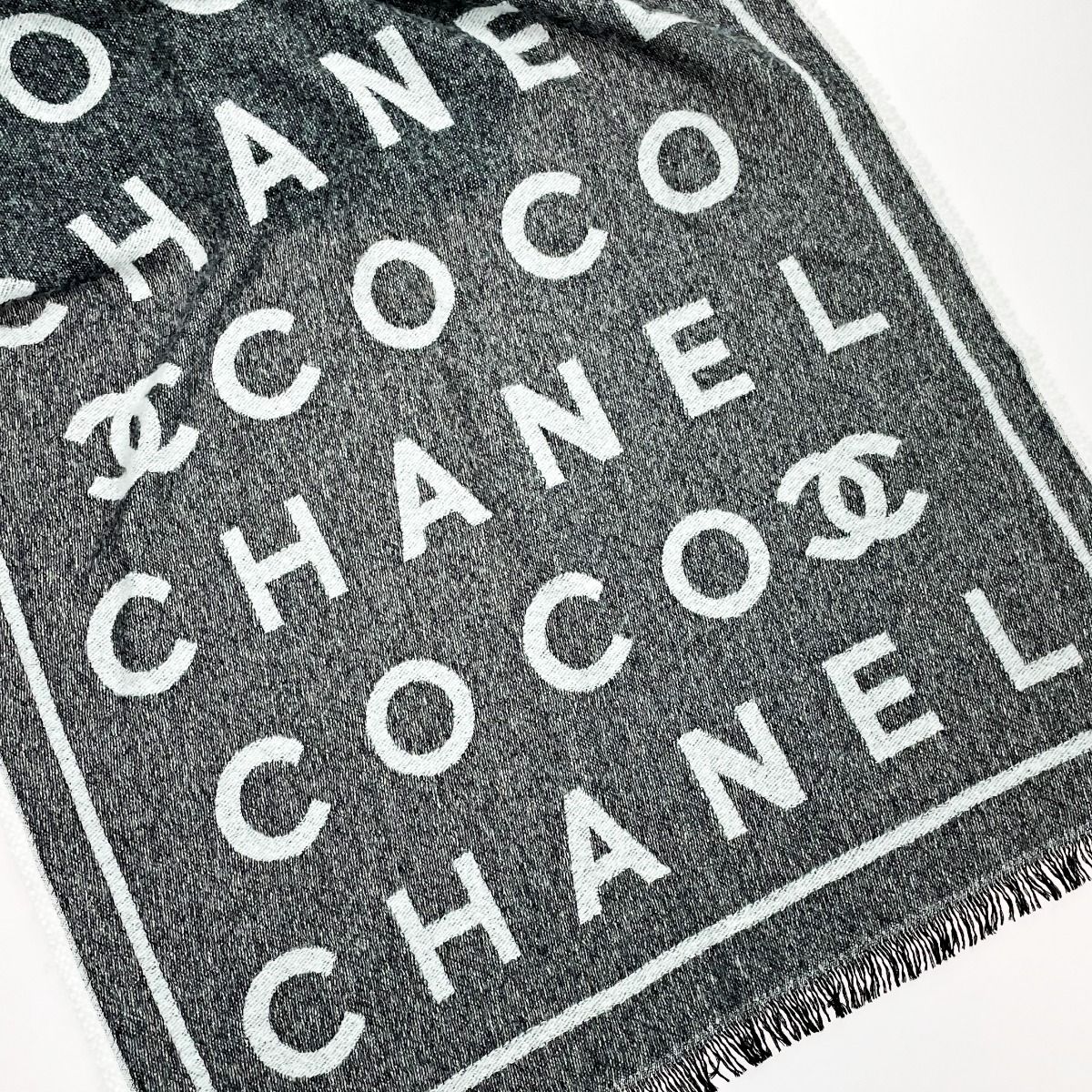 CHANEL シャネル ストール グレー ココマーク カシミヤ82