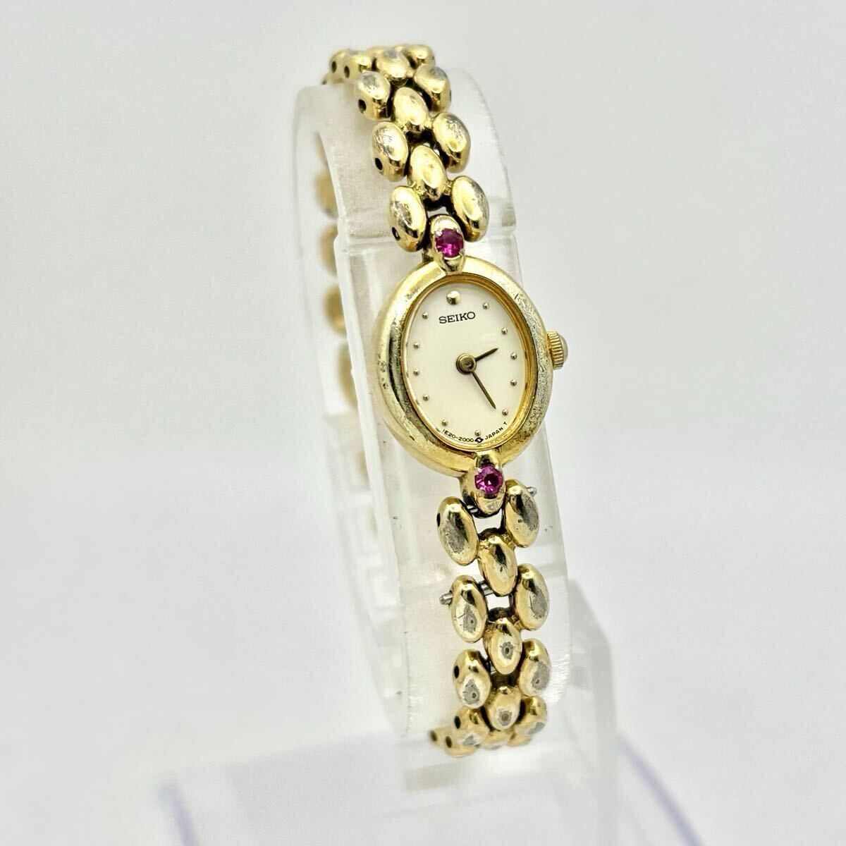 SEIKO 2P カラーストーン ゴールド ブレスウォッチ 1E20-6140 レディース SEIKO 2P カラーストーン ゴールド ブレスウォッチ 1E20-6140