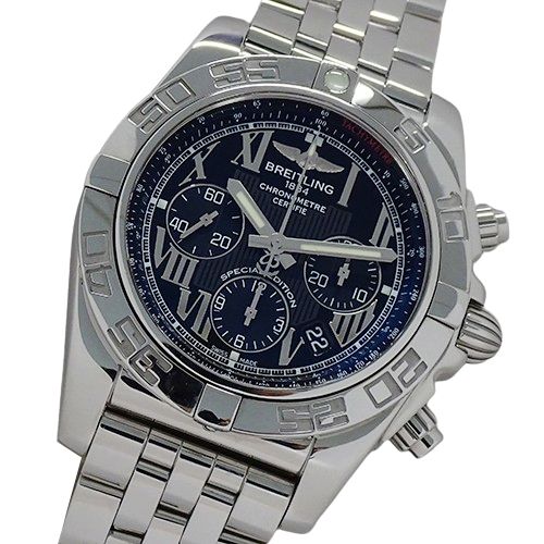 ブライトリング BREITLING クロノマット44 AB0110 時計 メンズ ブランド クロノグラフ 自動巻き AT ステンレス SS シルバー ブラック 磨き済み 【中古】