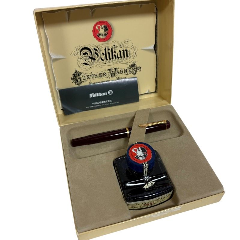 ♥ ◆Pelikan ペリカン 万年筆 Gunter Wagner◆ ボルドーレッド EFニブ ゴールドトリム インク付属 筆記具 文房具 コレクション◆ ◆