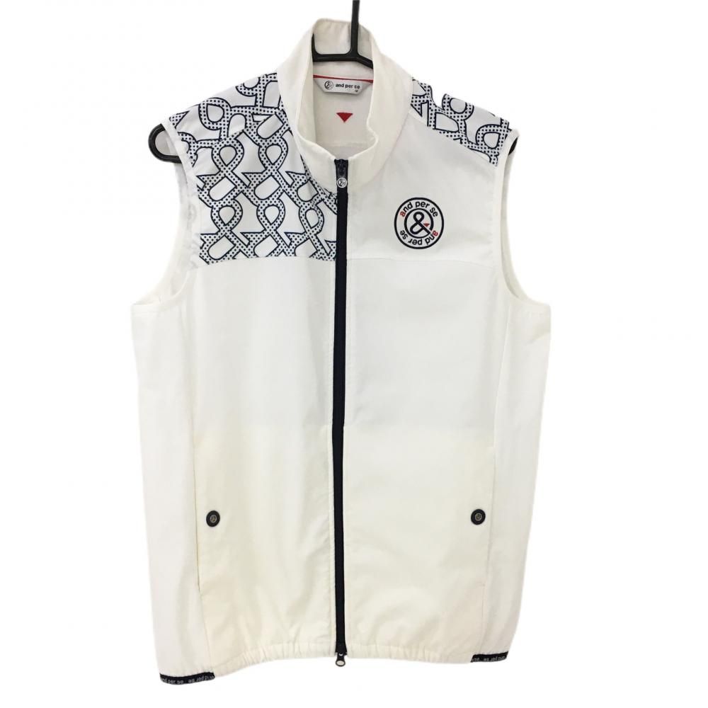 アンパスィ アウターベストトップス ☆SALE25%OFF☆アンパスィ アウターベスト 白×ネイビー 肩ロゴ