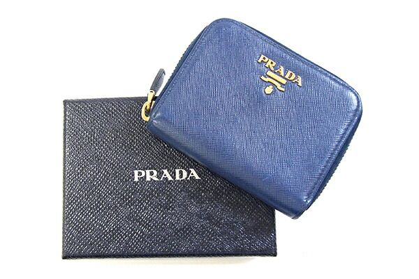 プラダ コインケース 1M0268 ブルー レザー 中古 - メルカリ 