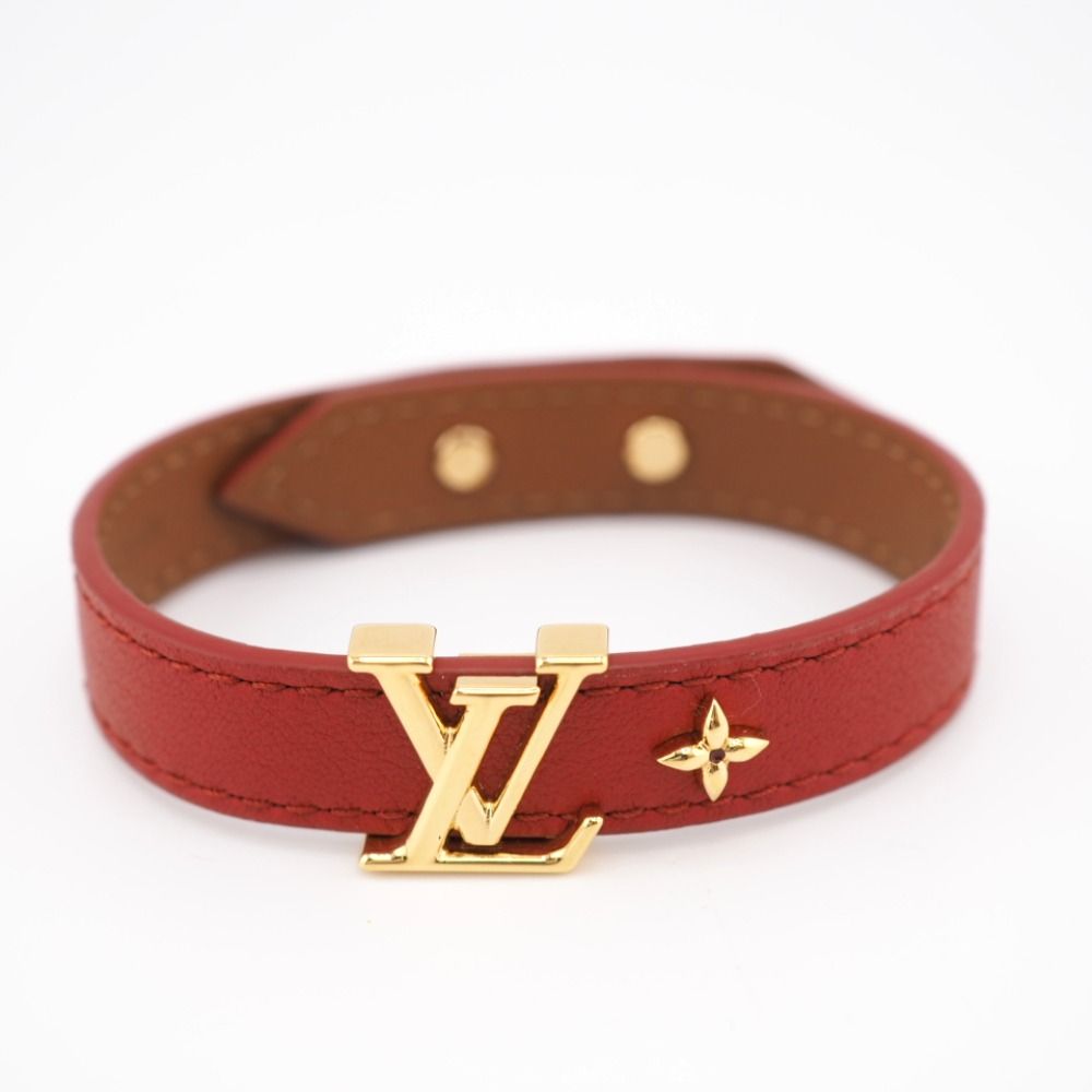 13207円 良い金具部分LOUIS VUITTON/ルイヴィトン ビトン M8106E LVロゴ #17 レザー ブレスレット レッド レディース ブランド