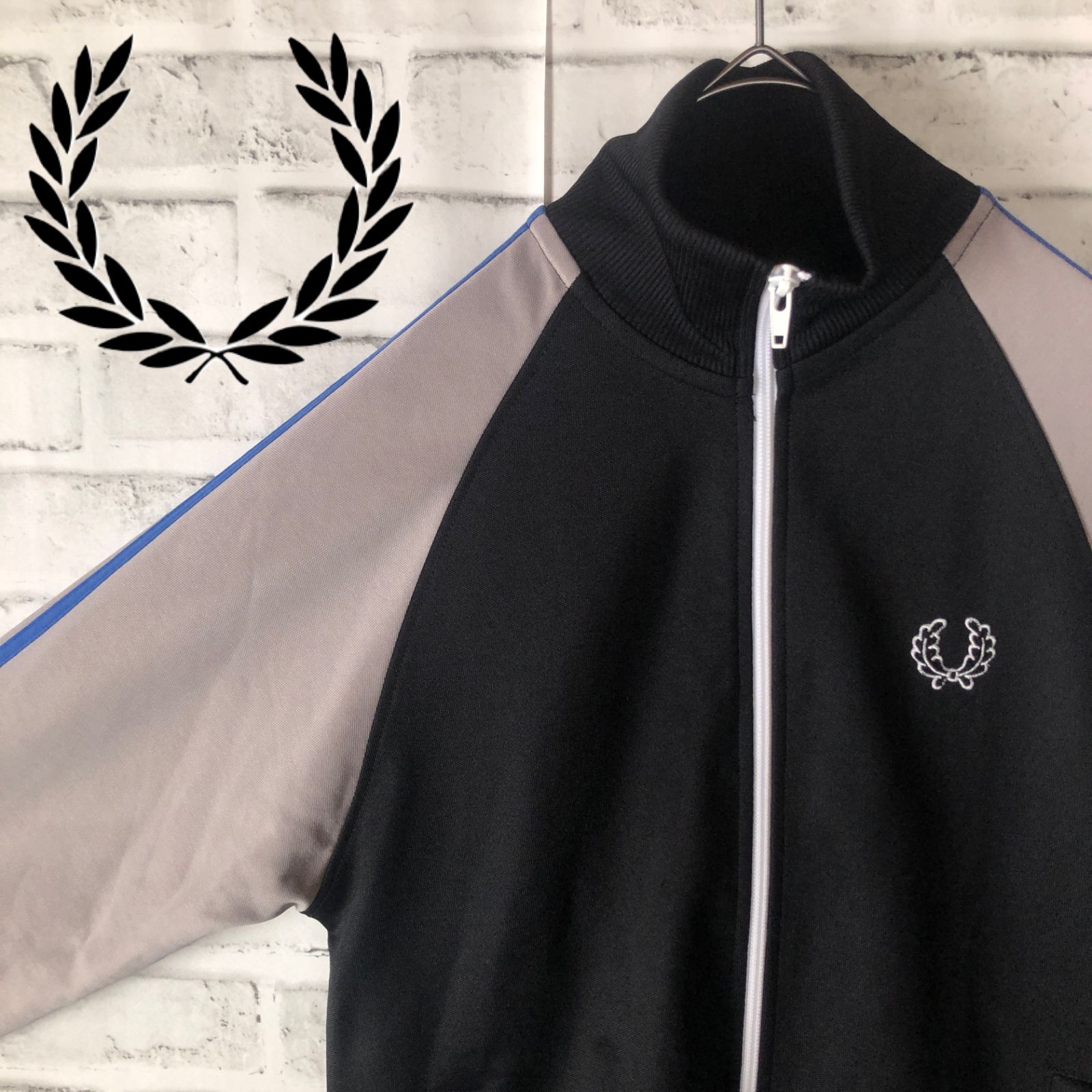 【FRED PERRY】刺繍トラックジャケット ジャージ 月桂樹 ブラック L Fred Perry🇬🇧トラックジャケット/ジャージ⭐️刺繍月桂樹