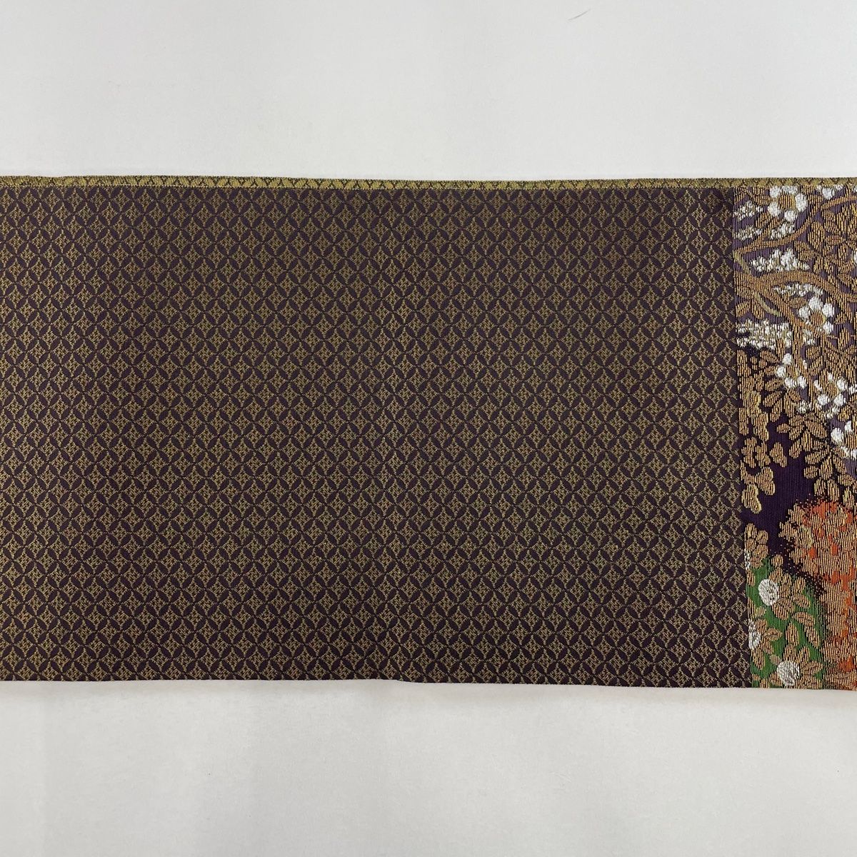 さくら　袋帯 美品 逸品 誉田屋源兵衛 全通 正絹 【中古】 袋帯 美品 逸品 誉田屋源兵衛 落款 樹木 濃紫 六通 正絹 【中古