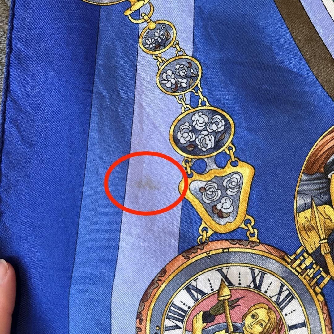 HERMES カレ90 laronde des heures 時の輪舞 スカーフ ネイビー 青色