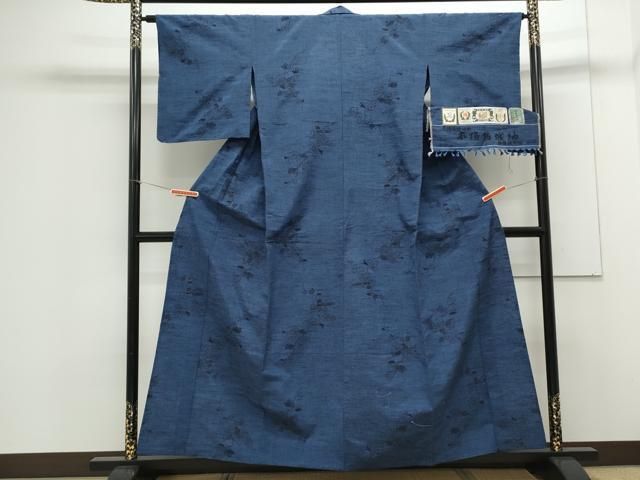 平和屋着物 本場結城紬 単衣 蔦の葉文 証紙付き 正絹 CAAY7527th