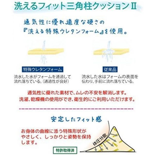 エンゼル 洗えるフィット三角柱クッションII 1312-40 パープル 幅