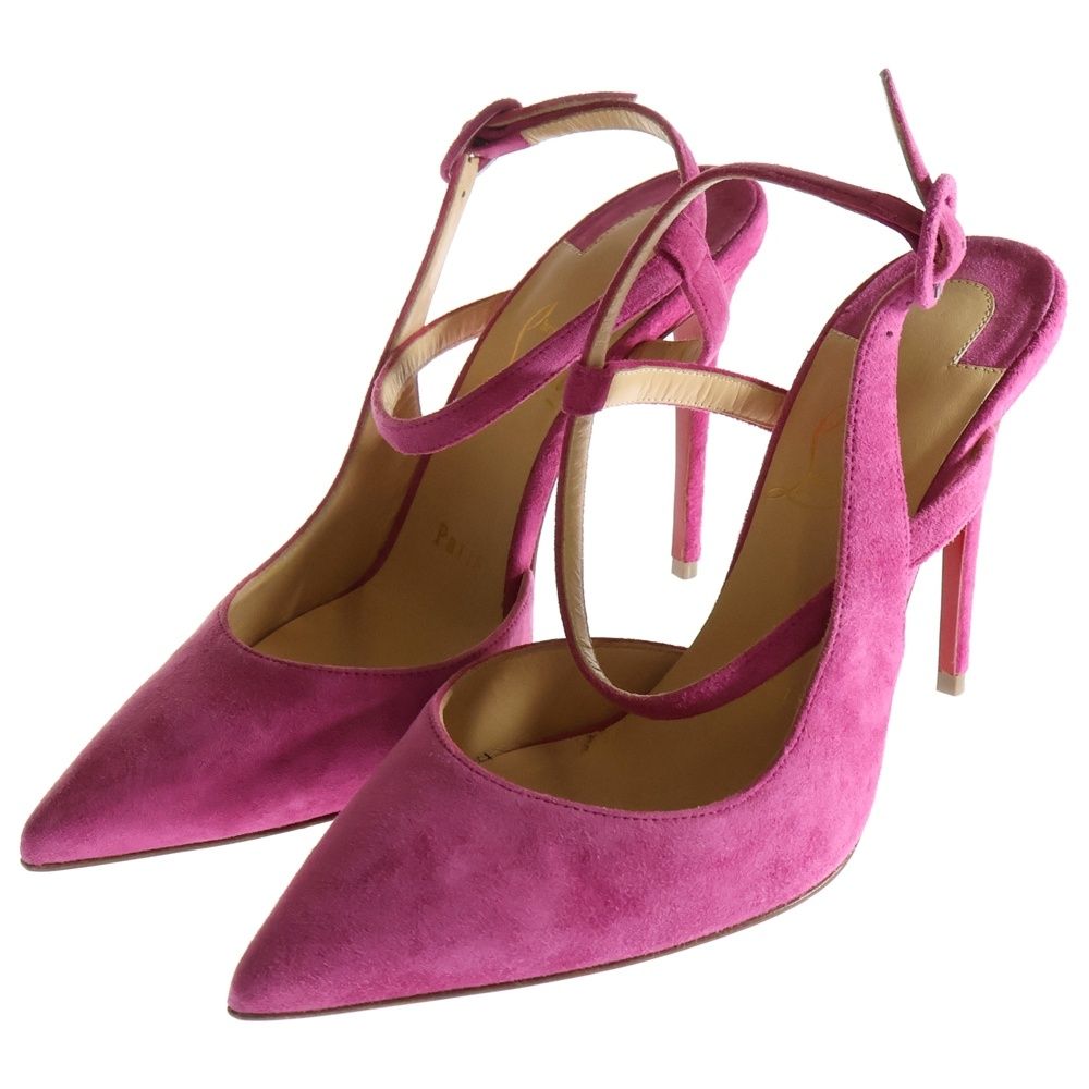 CHRISTIAN LOUBOUTIN クリスチャンルブタン JENLOVE スエードアンクルストラップヒールパンプス ピンク レディース