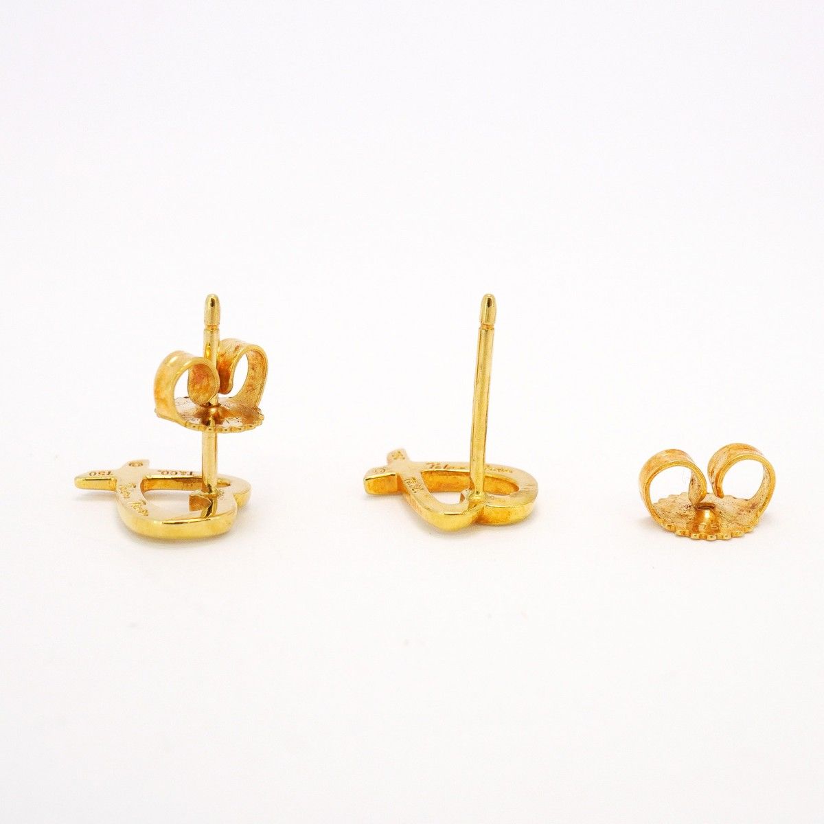 5jeb0312】ティファニー ピアス ラビングハート K18YG イエロー  