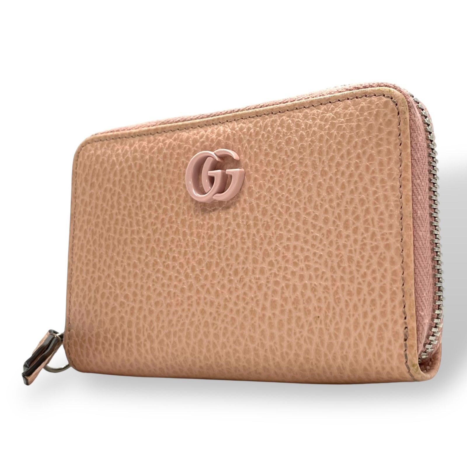 極美品 グッチ GUCCI カードケース 644412 レザー ピンクベージュ 