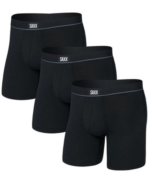送料無料 サックス メンズ ボクサーパンツ アンダーウェア Men s 3pk. Essential Cotton Logo Boxer Briefs Black