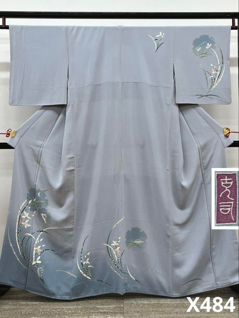 加賀友禅 佐藤克司 訪問着 落款入 兎 雪輪 正絹 パールトーン加工済 X484 加賀友禅 佐藤克司 訪問着 落款入 兎 雪輪 正絹 パールトーン加工済