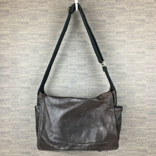 Jas M.B/ジャスエムビー　英国/イングランド　レザー　ショルダーバッグ　ダークブラウン/茶/BROWN〉bag〕菅NO.YB25-5 Jas M.B/ジャスエムビー 英国/イングランド レザー ショルダーバッグ