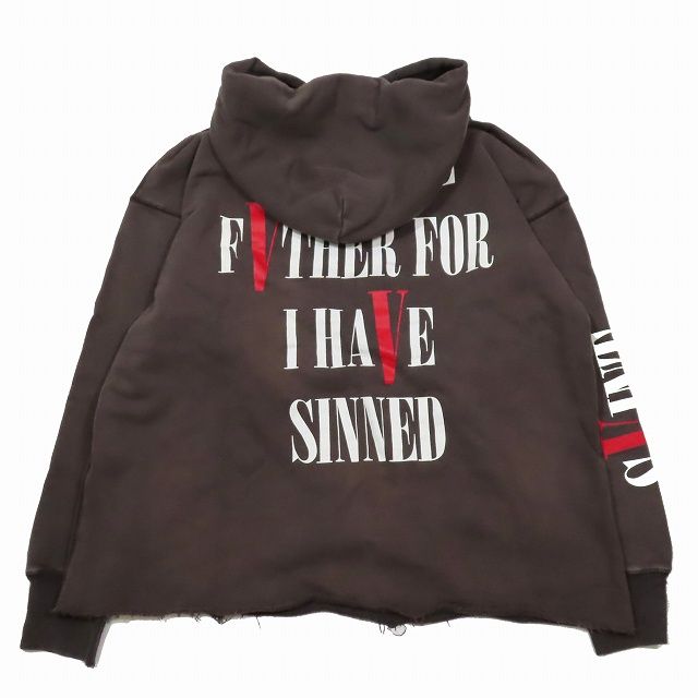 22SS セントマイケル SAINTMICHAEL SAINT M×××××× × ヴィーローン VLONE HOODIE プルオーバー パーカー  スウェット 長袖 ロゴ プリント カットソー グレー系/3 メンズ