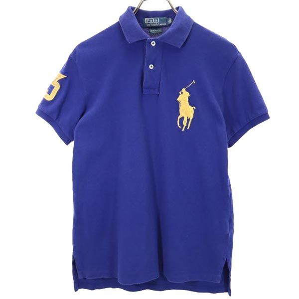 ポロバイラルフローレン ビッグポニー 半袖 ポロシャツ S ネイビー系 Polo by Ralph Lauren 鹿の子 ロゴ メンズ 【中古】  【230805】
