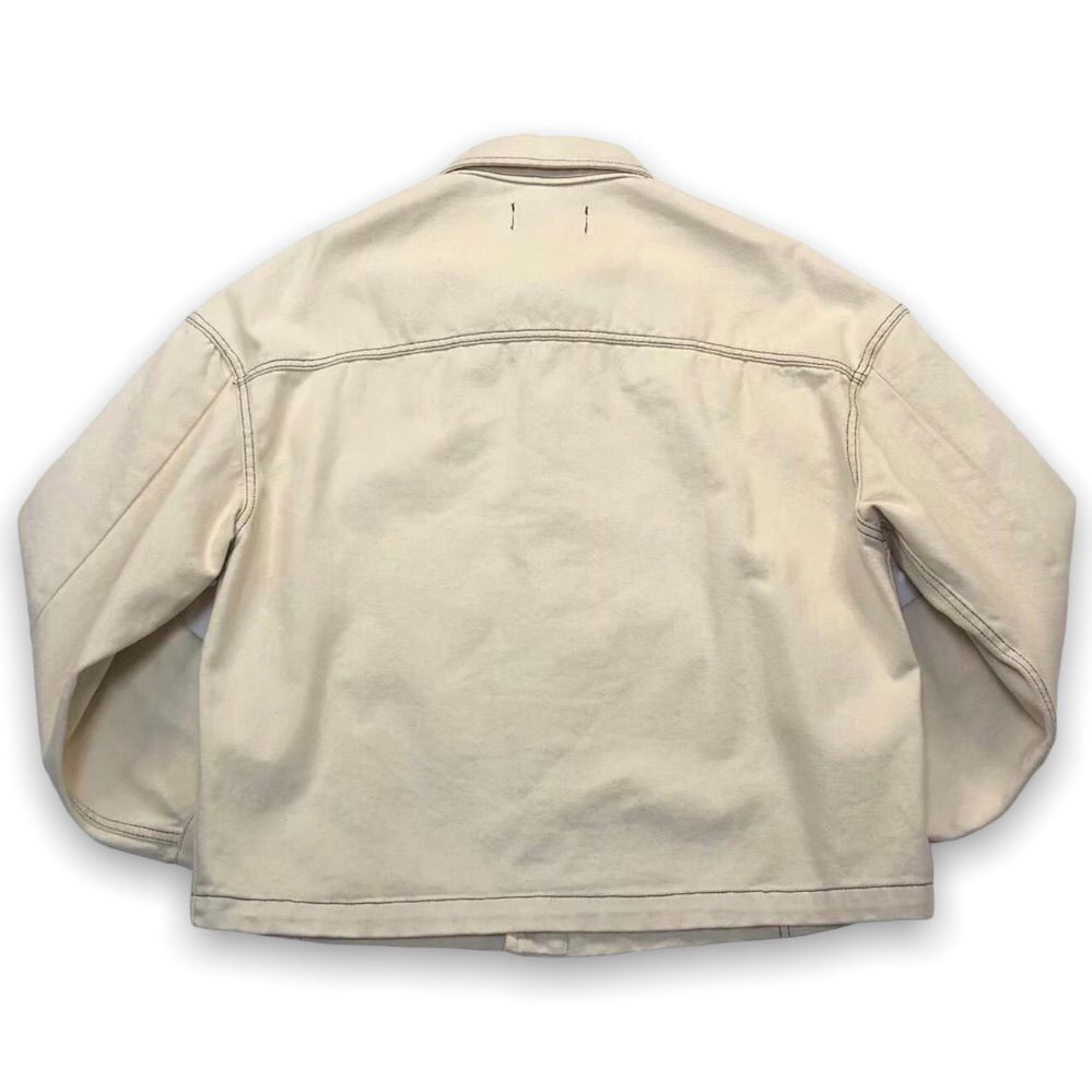 【数量限定新作】vintage ステッチジャケット ホワイトデニムジャケット クリーム色 古着 ジャケット・アウター