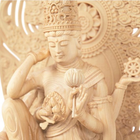 如意輪観音 木彫り 仏像 フィギュア 如意輪観音像 座像 仏教美術