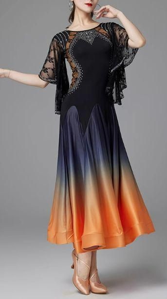 社交ダンスドレス ラテンドレス レースフレア袖 デモ用 ルンバ　オーダーメイド 社交ダンスドレス ラテンドレス レースフレア袖 デモ用 ルンバ