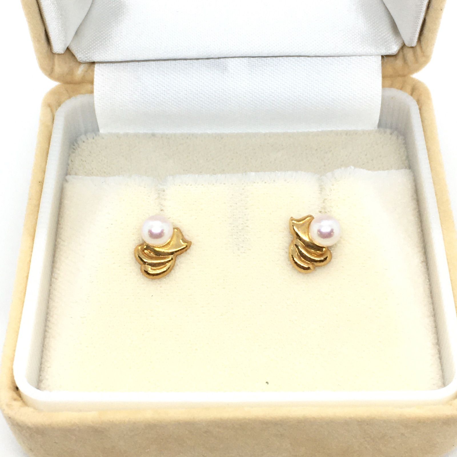 美品】天草パールセンター K18パールピアス 18金ゴールド 真珠 