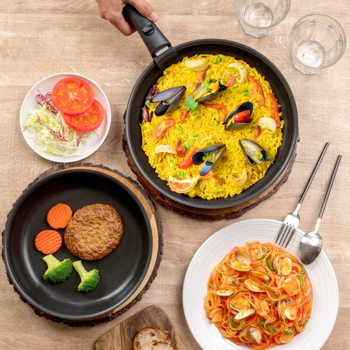 サーモス 取っ手のとれるフライパン8点セット IH対応 着脱ハンドル式