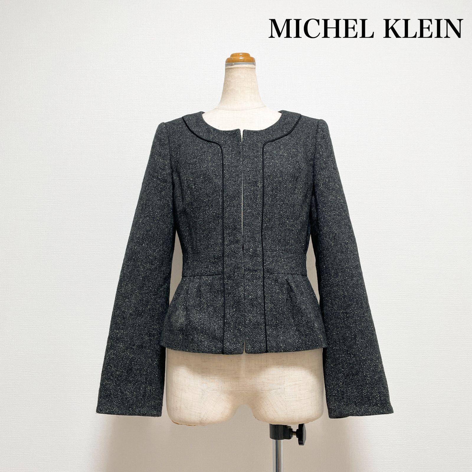 MICHEL KLEIN ミッシェルクラン シルク混ノーカラージャケット