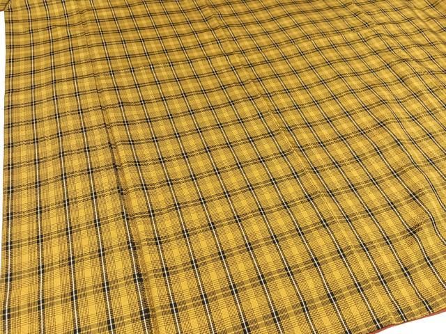 平和屋着物●黄八丈　紬　市松綾織　格子　正絹　逸品　AAAZ2390ph 平和屋着物○黄八丈 紬 市松綾織 格子 正絹 逸品 AAAZ2390ph - メルカリ