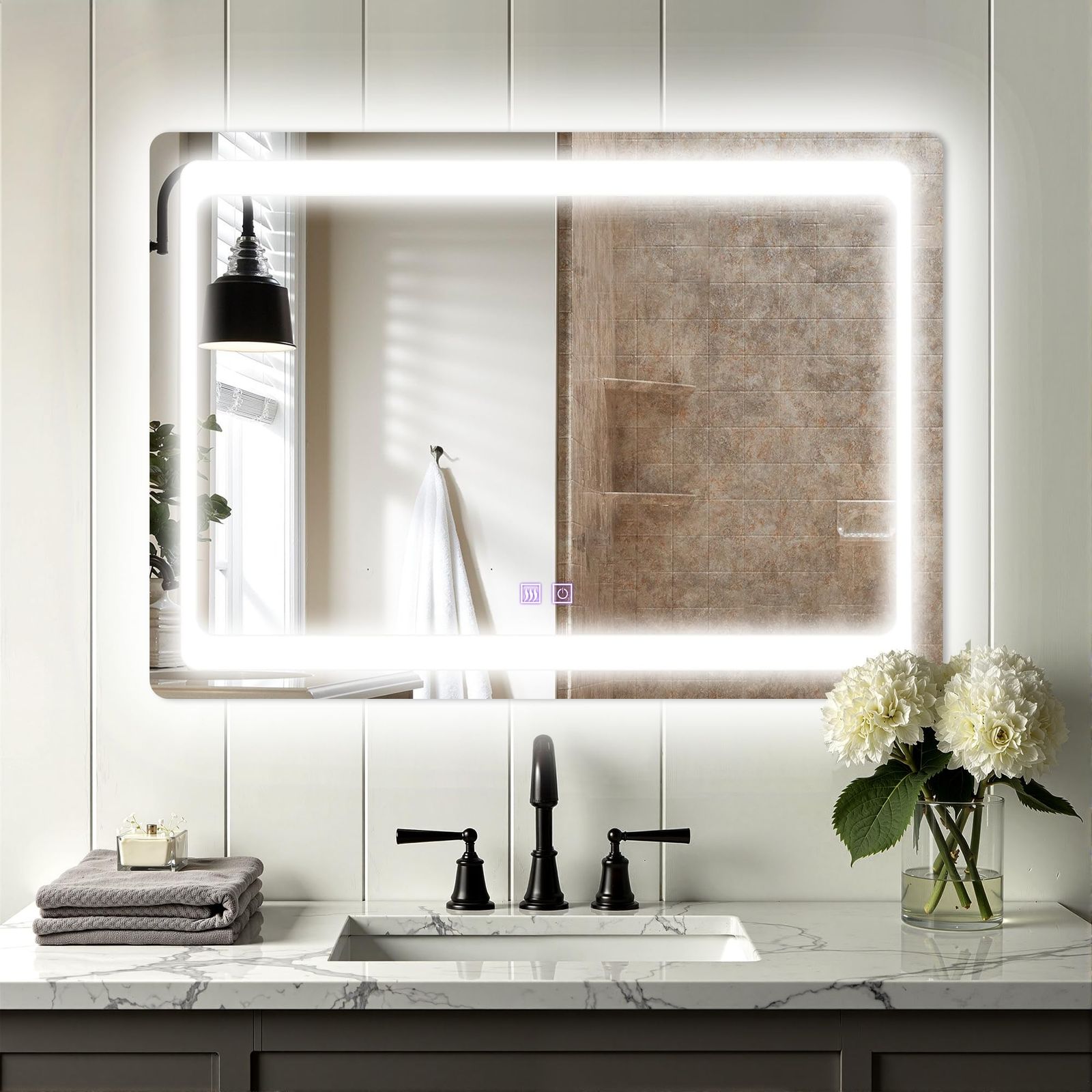 ミルオ君の鏡工房 LEDミラー 鏡 曇り止め 浴室鏡 ライト付き ウォール