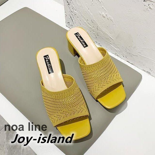 オープントゥ【Steve Madden】ブロックヒール・ミュールサンダル ミュールサンダル 編みアッパー スクエア型 オープントゥ ミドル