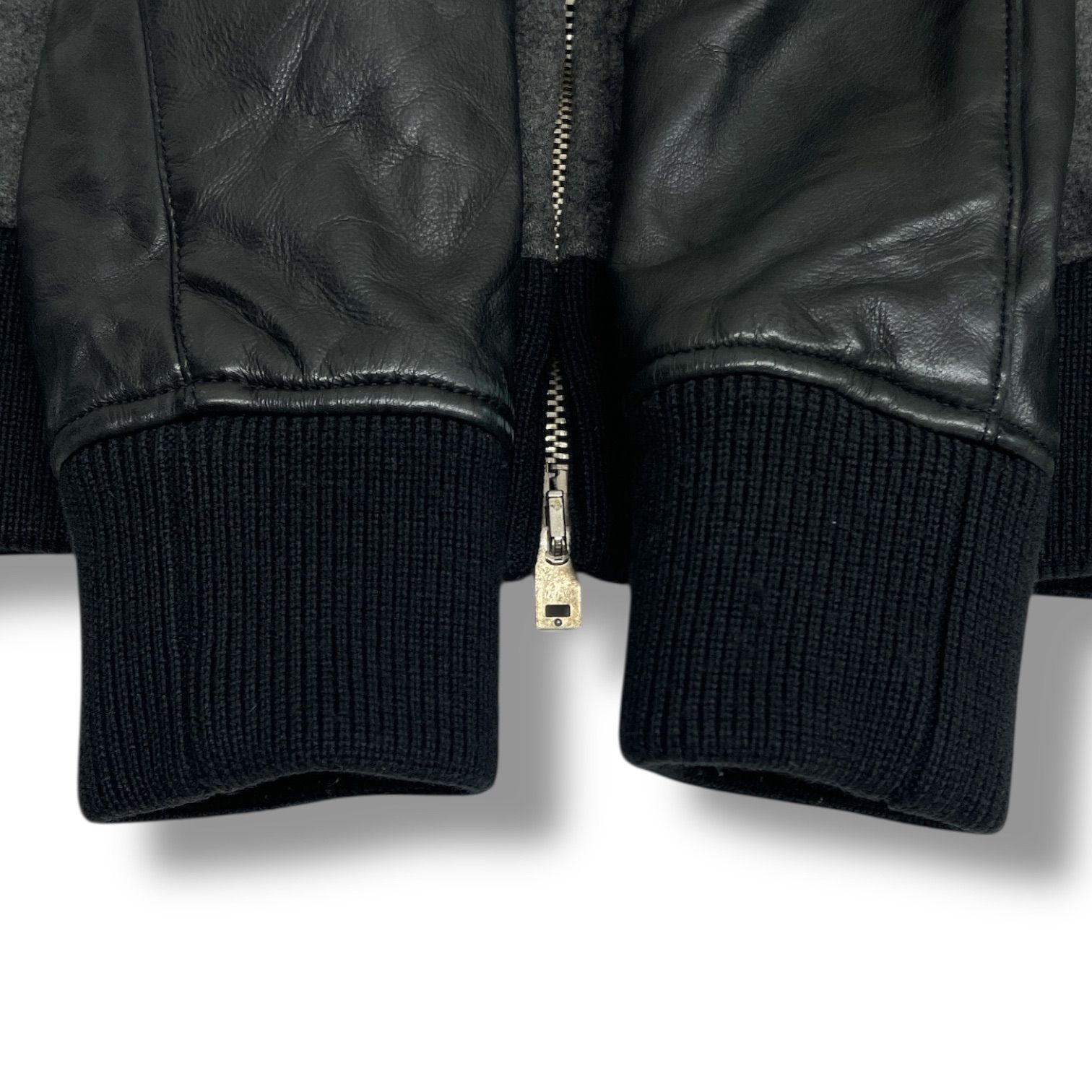 【定価10万円】ripvanwinkle カシミアレザースタジャン 黒 ripvanwinkle リップヴァンウィンクル レザースリーブ カシミヤ