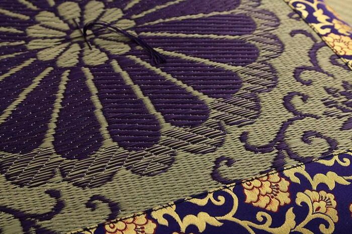 御前座布団 い草 生地 リバーシブル 仏前 菊柄 約68×70cm 1131630013102