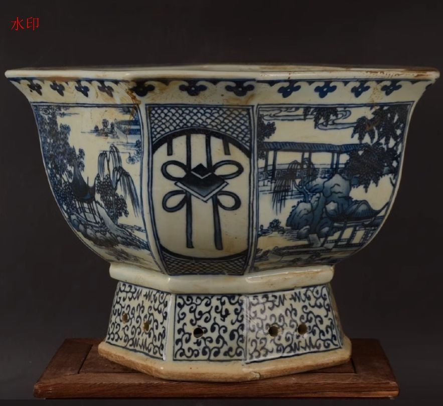 青花開窓庭楼四方高脚鉢 陶磁器 装飾品 現代工芸品美術品 置物 青花開窓庭楼四方高脚鉢 陶磁器 装飾品 現代工芸品美術品 置物 - メルカリ