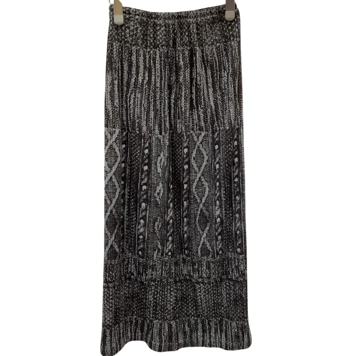 ISSEY MIYAKE イッセイミヤケ PLEATS PLEASE スカート ケーブルニット転写 PP64 JG439 グレー