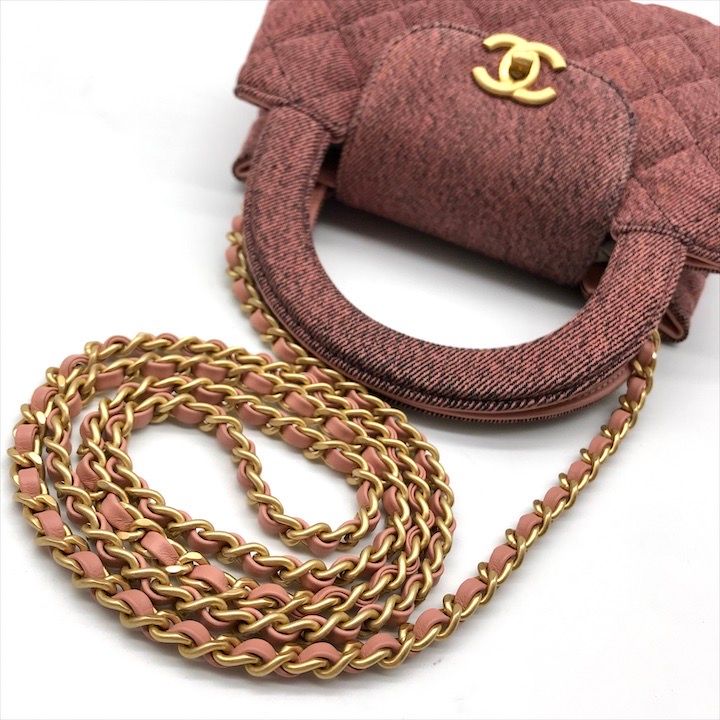 美品 CHANEL シャネル ココマーク ミニ ショッピング デニム チェーン ショルダー バッグ ターンロック ピンク レディース k5215 美品 CHANEL シャネル ココマーク ミニ ショッピング デニム チェーン