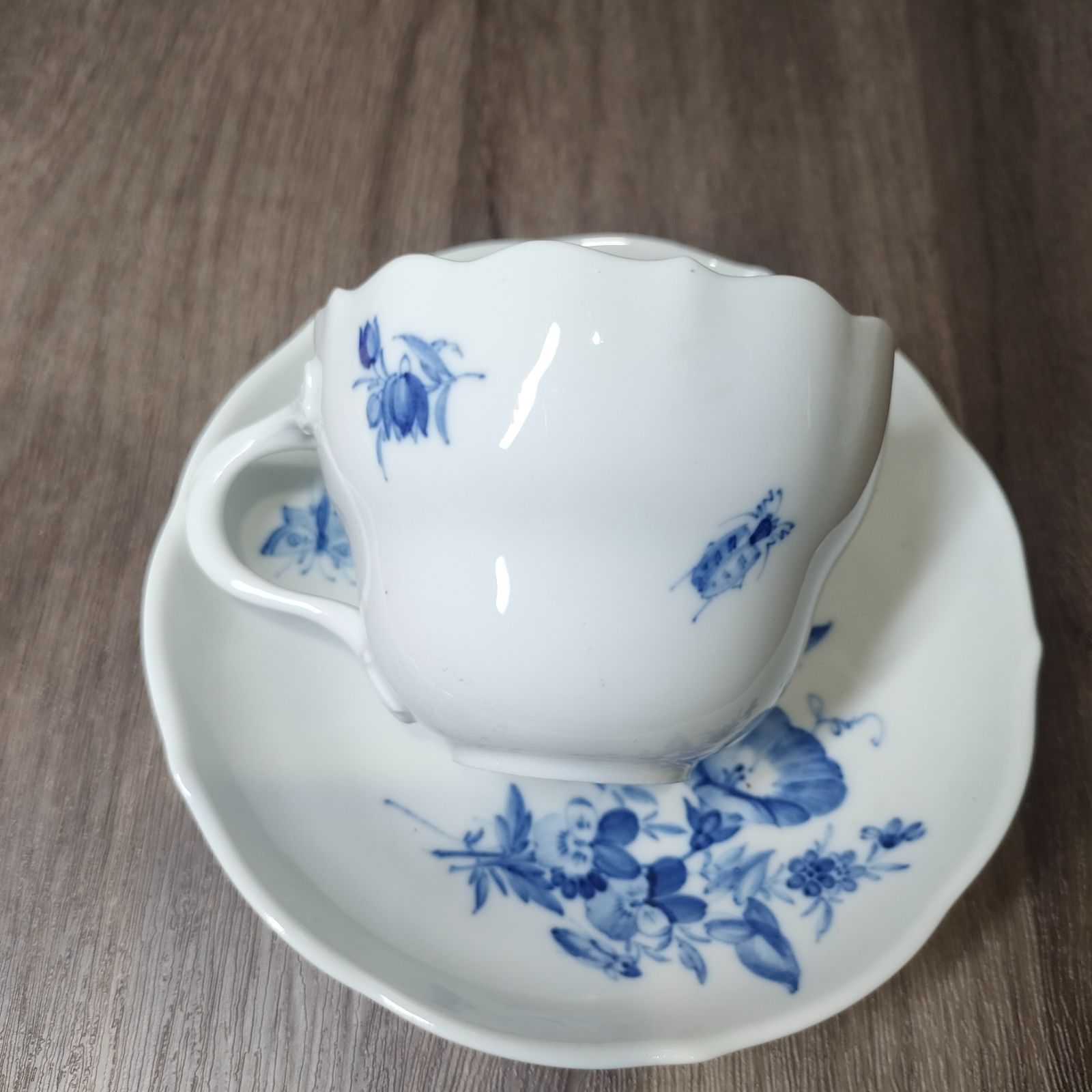 ⑨-2【美品】 Meissen マイセン ブルーフラワー 蝶 青い花 ブルー 
