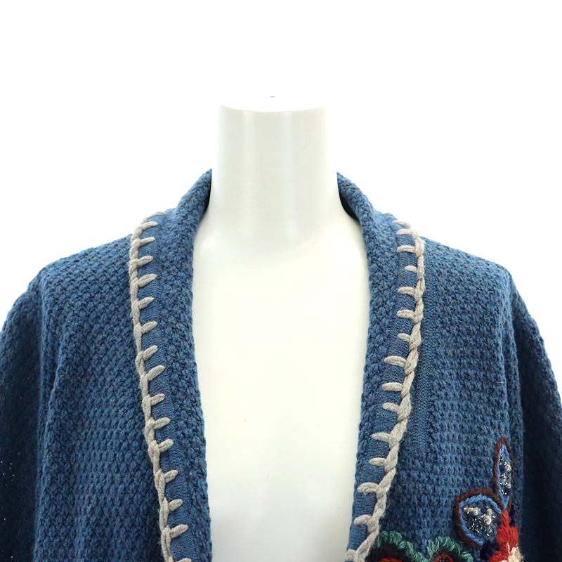 ユキトリイ YUKI TORII フラワー刺繍カーディガンジャケット ウール ブルー ■SH /SY ■OS