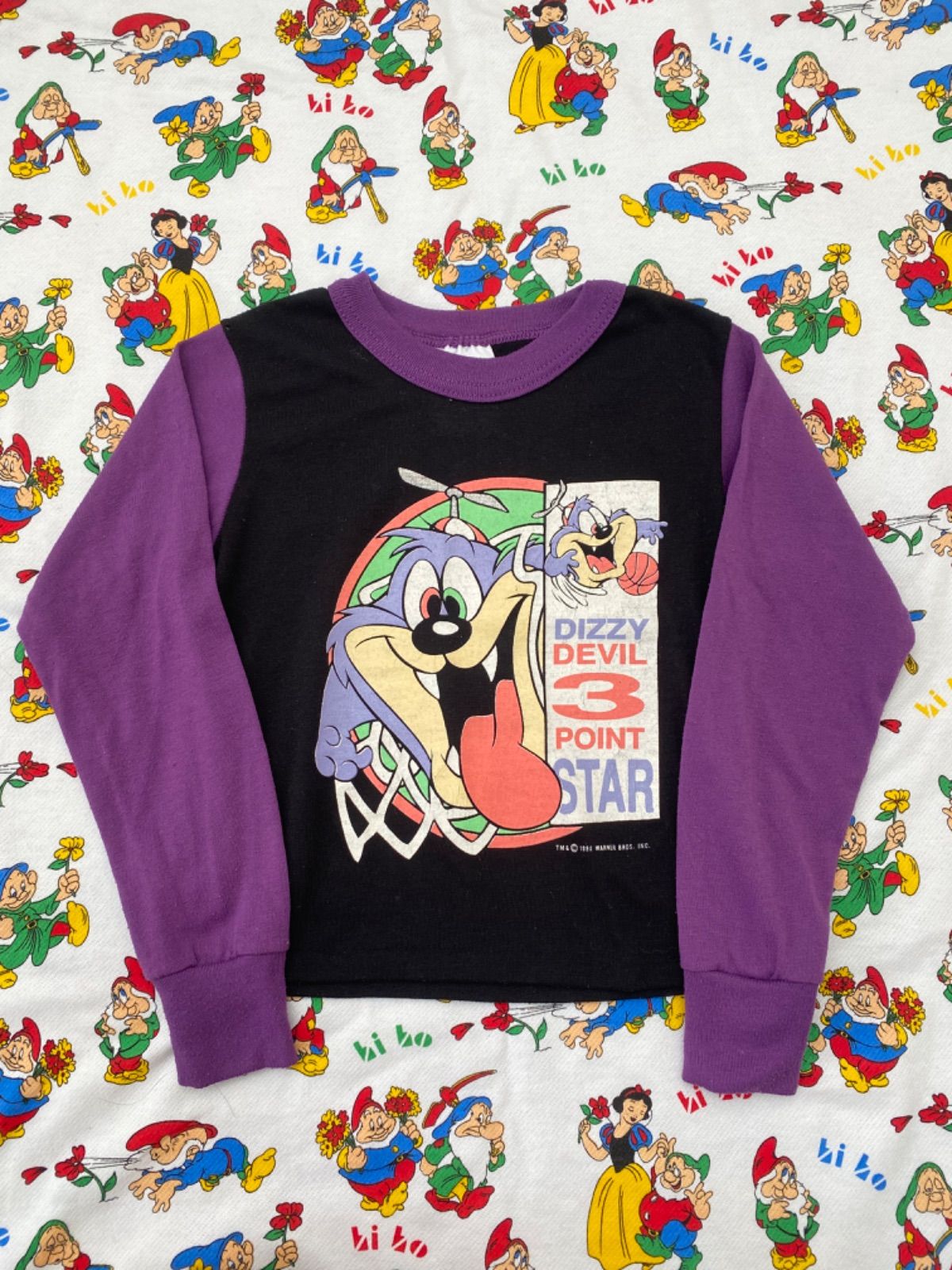 【Size110】90s USA製 TINY TOONS タイニートゥーンズ ディジーデビル 長袖Tシャツ US古着 アメリカ 輸入 ロンT ヴィンテージ ワーナー・ブラザース