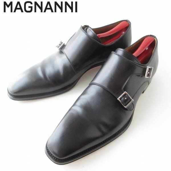 美品 高級品 MAGNANNI ダブル モンクストラップ 黒 12M 30cm