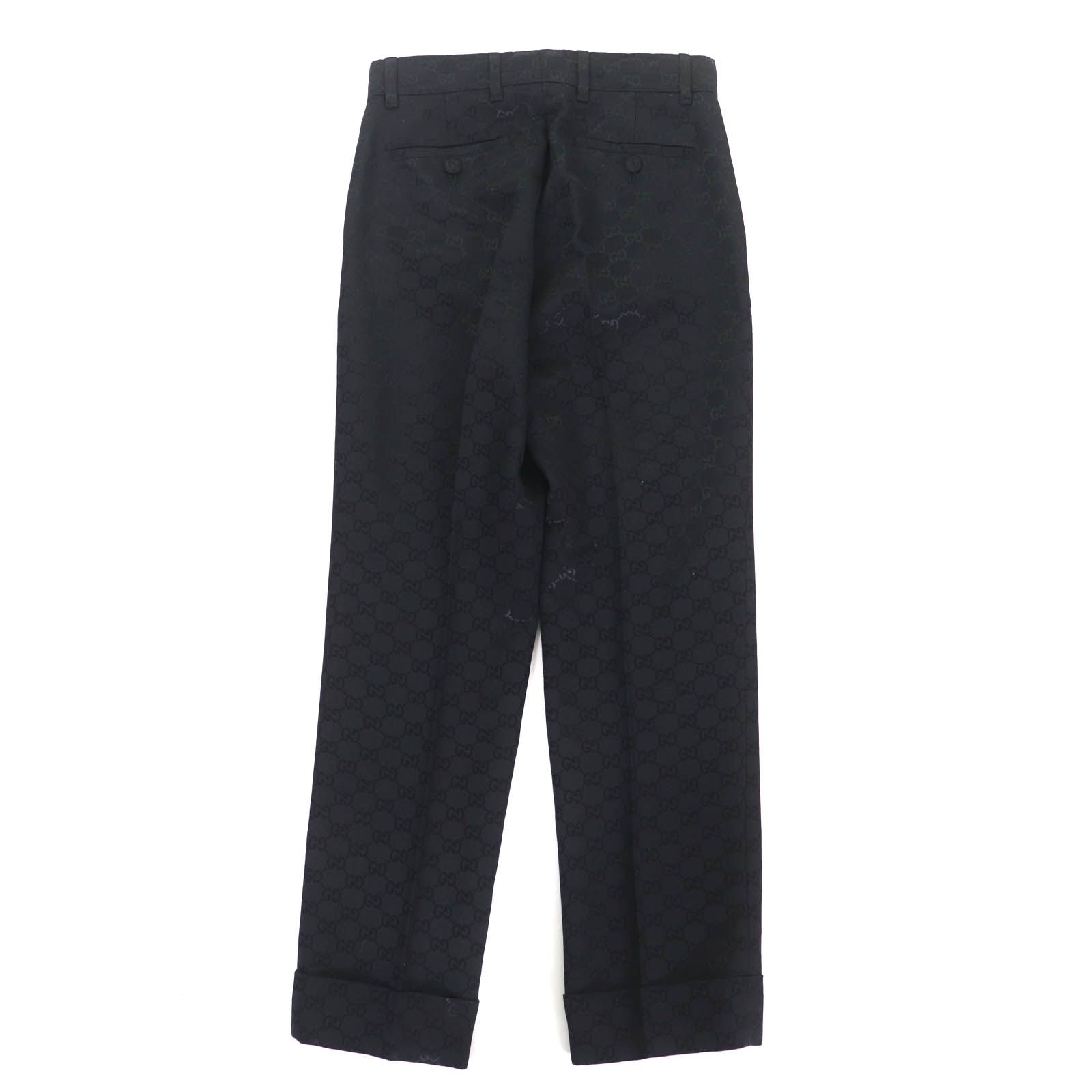 GUCCI グッチ 664408 GGパターン センタープレス コットン パンツ ボトムス ブラック 36 イタリア製 レディース