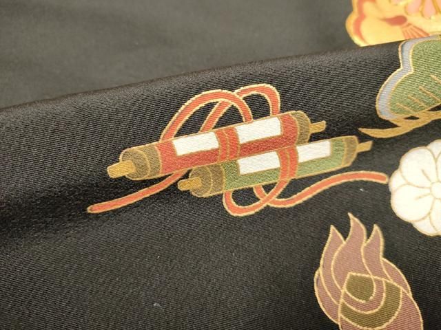 新品未使用❇️豪華黒留め袖　金彩駒刺繍 ５つ紋フルセット 平和屋着物□豪華黒留袖 駒刺繍 松竹梅 金彩 正絹 逸品