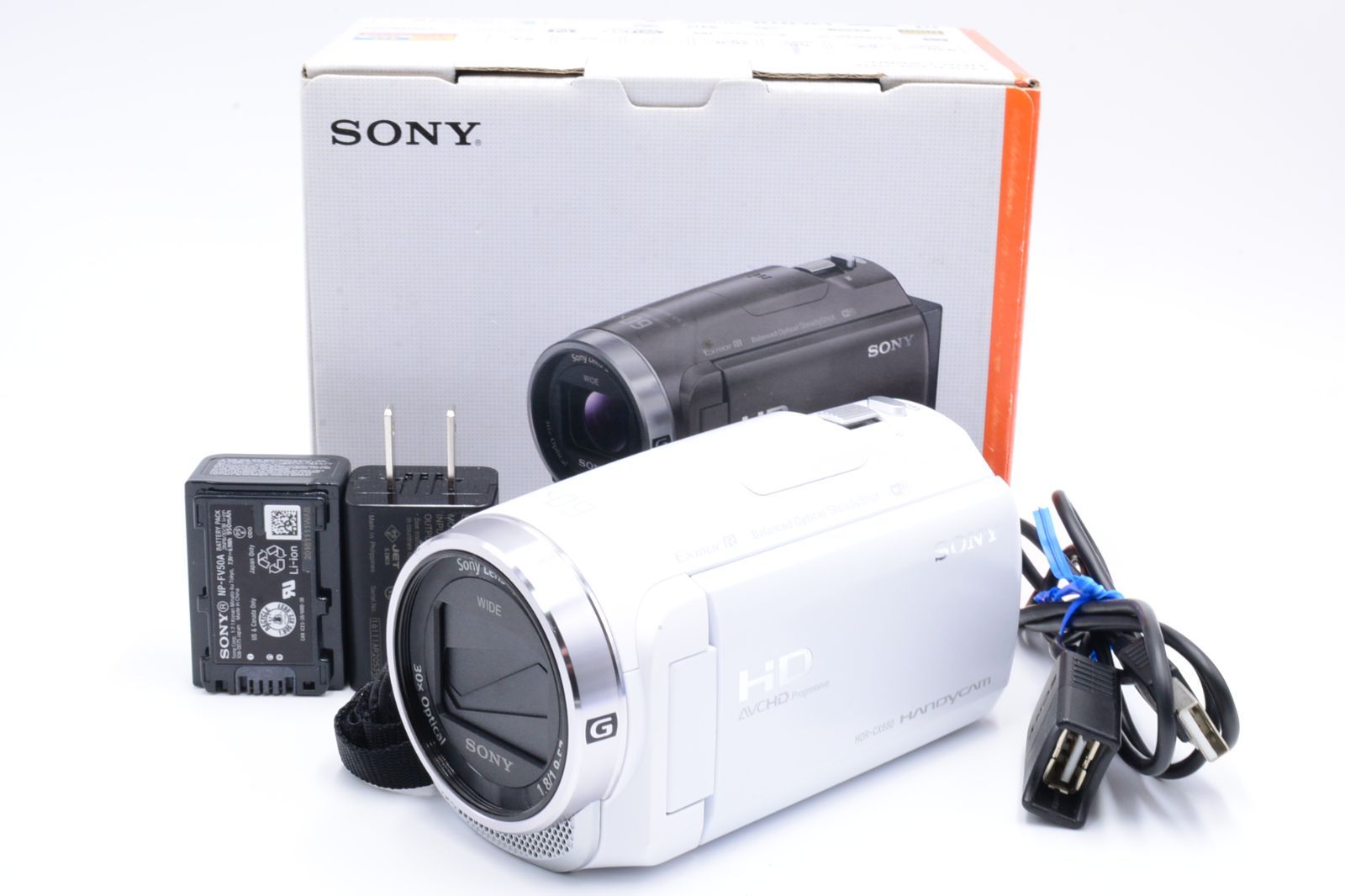 □SONY HDR-CX680 ホワイト 光学30倍ズーム ビデオカメラ-