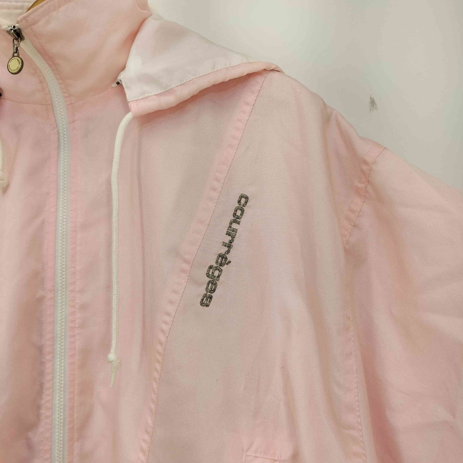 クレージュ courreges フード着脱可 ロゴ刺繍 ジップアップ