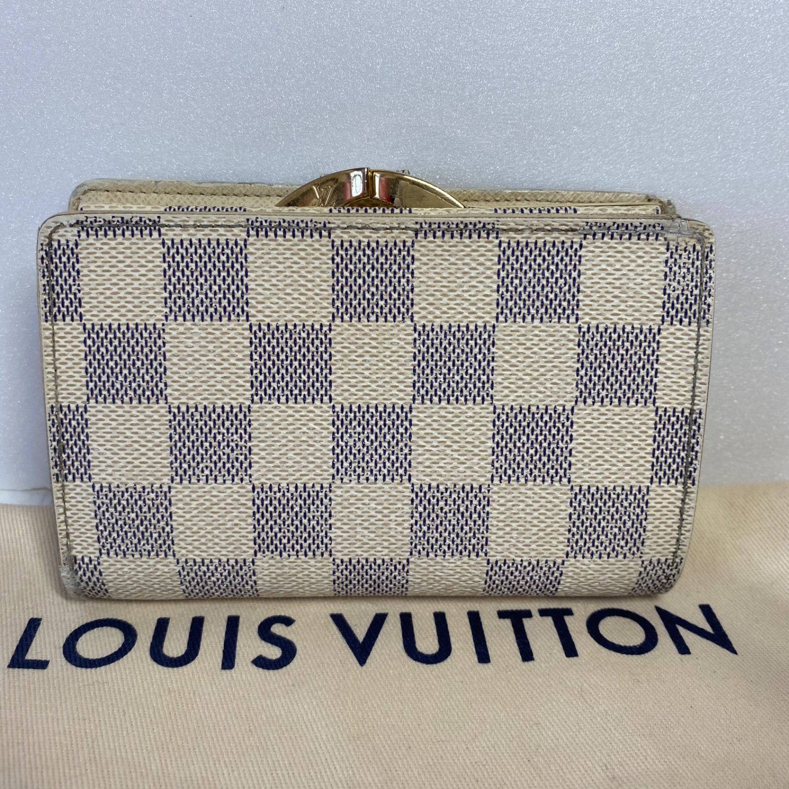 🖤美品🖤LOUIS VUITTON ダミエ アズール 新型ヴィエノワがま口財布 ホワイト白×グレーシリアルナンバーあり！ルイヴィトン 3 -  メルカリ