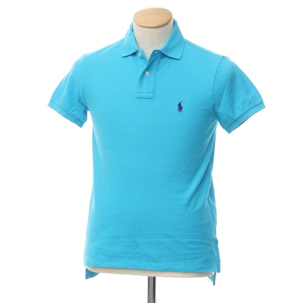 【中古】ポロ ラルフローレン Polo Ralph Lauren コットン鹿の子 半袖ポロシャツ ライトブルー【サイズXS】【メンズ】