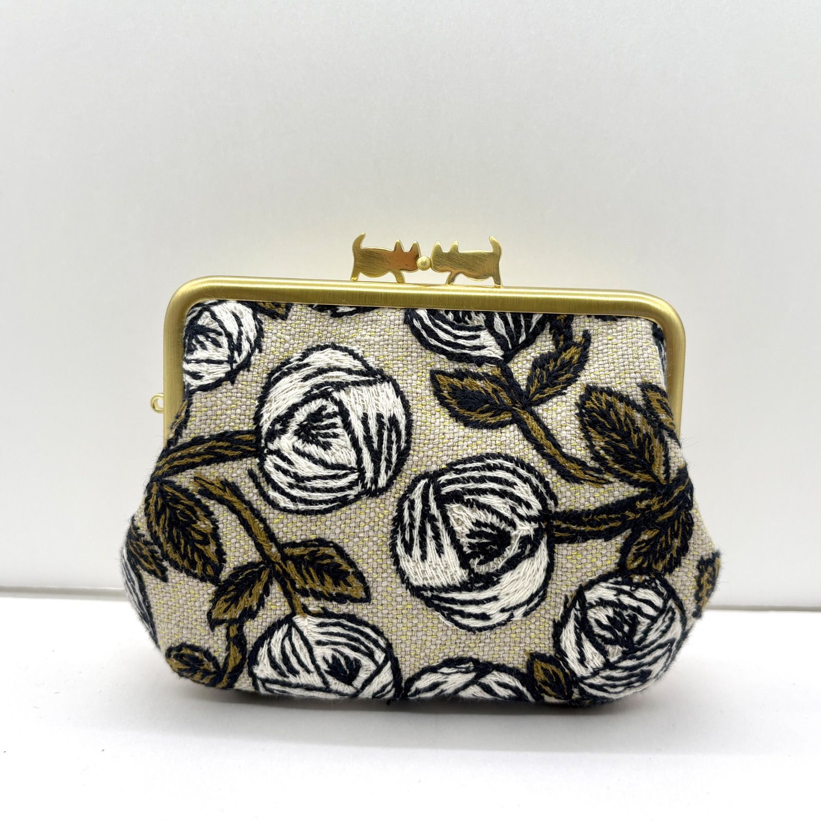 ハンドメイド ミナペルホネン 猫口金のコンパクト親子がま口財布 rosy