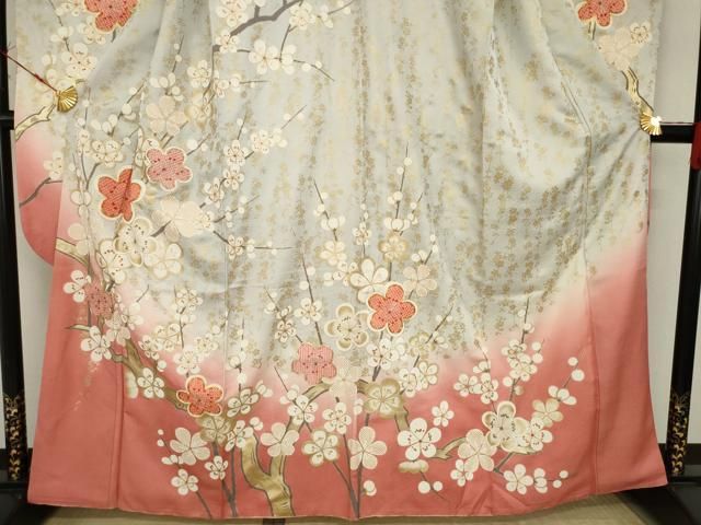 平和屋着物▽豪華振袖 駒刺繍 枝花文 暈し染 鈴乃屋扱い 正絹