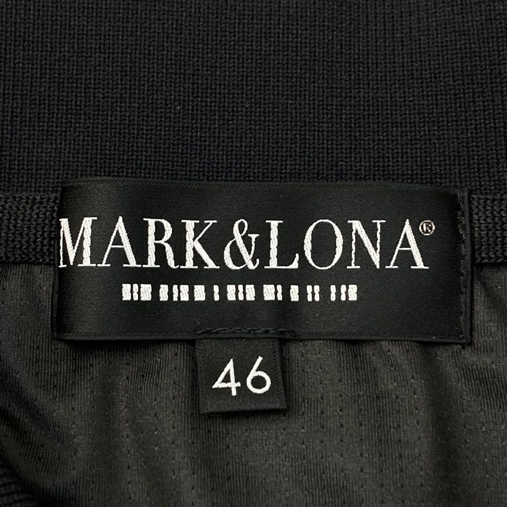 サイズ：46 MARK&amp;LONA マークアンドロナ 2023年モデル ハーフジップ半袖ポロシャツ 総柄 ブラック系 [240101486357] ゴルフウェア メンズ ストスト サイズ：46 MARK&LONA マークアンドロナ 2023年モデル ハーフ