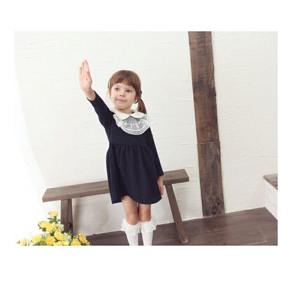 NAVY  100cm  ブリーズワンピース ワンピース キッズ 長袖 ドレスワンピース 10002866 子供 ドレス 女の子 卒園式 入園式 入学式 結婚式 パーティ 発表会 七五三 丸襟 レース 紺 ネイビー かわいい 